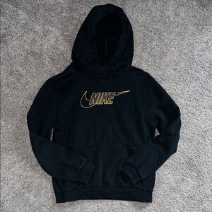 Nike Black Hoodie with Metallic Gold Swoosh